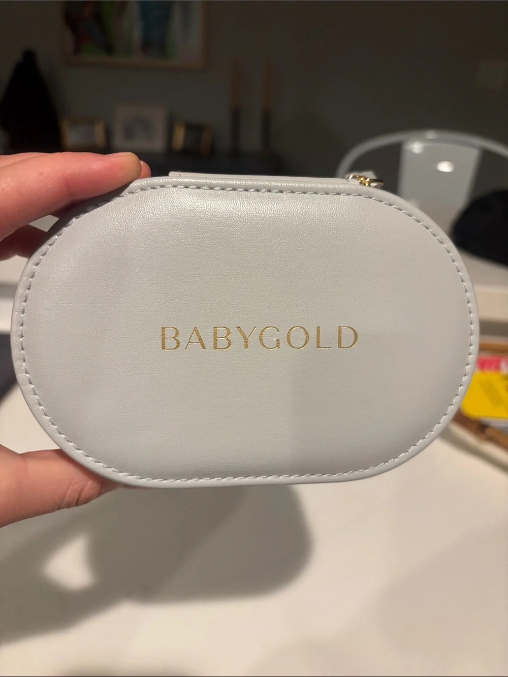 BABYGOLD Gray Travel Jewelry Case with Zipper